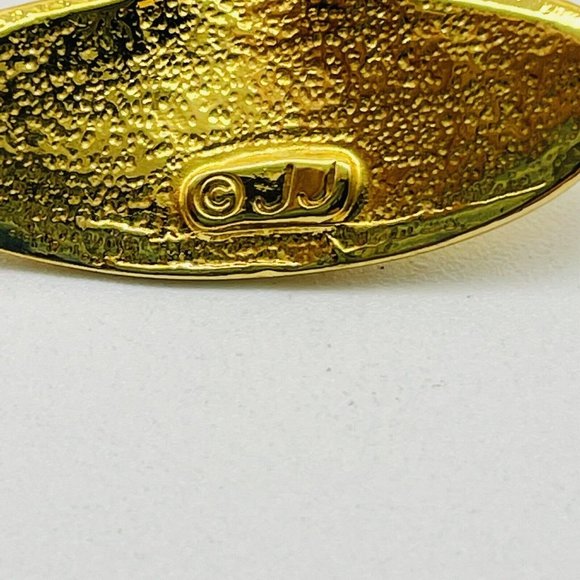 JJ Signed Champagne Glass and Bubbles Brooch Gold Tone Aurora Borealis Beads - Picture 6 of 7